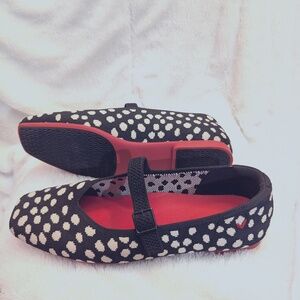 Vivaia red sole shoes, size 9, black and white polka dot flats